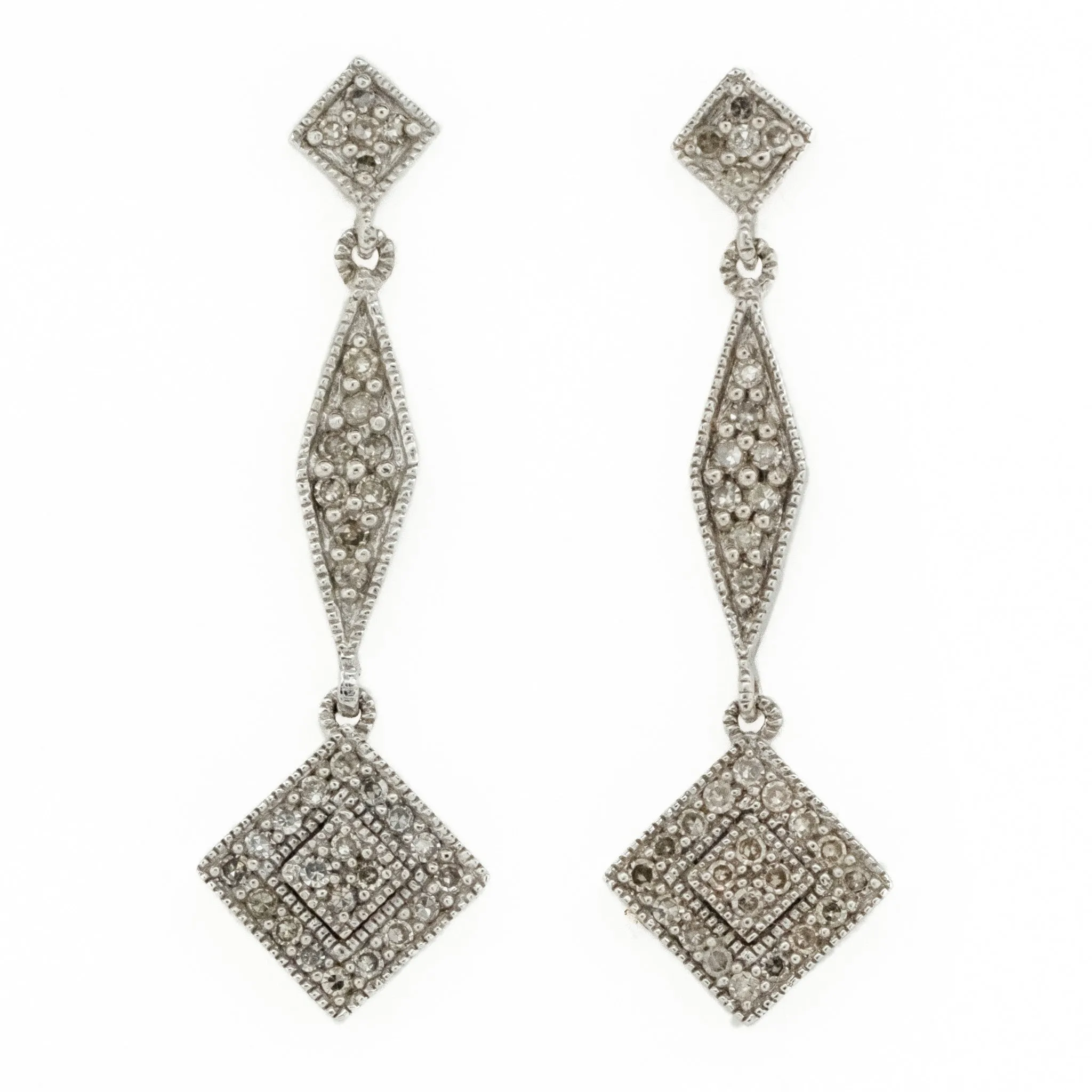 0.50ctw Round Diamond Accented Dangle Earrings in 14K White Gold