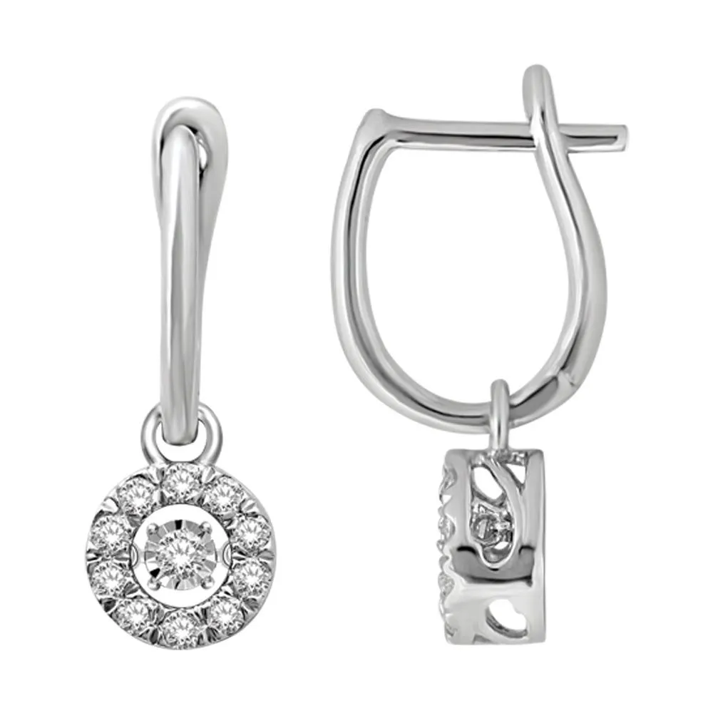 10K White Gold 1/2 Ct.Tw.Moving Diamond Fashion Earrings