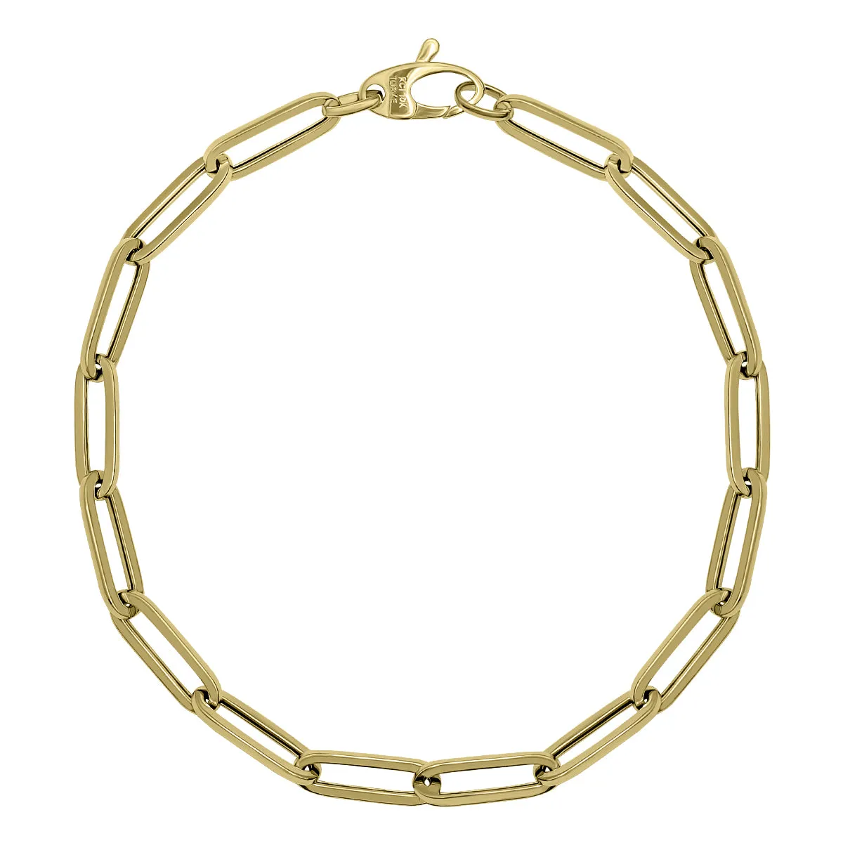 10K Yellow Gold 4.2Mm Dainty Paperclip Bracelet With Lobster Clasp