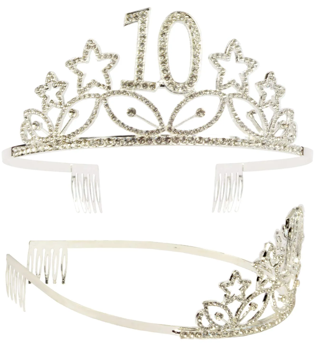 10th Birthday Gifts for Girl, Birthday Tiara and Sash Silver, HAPPY 10th Birthday Party