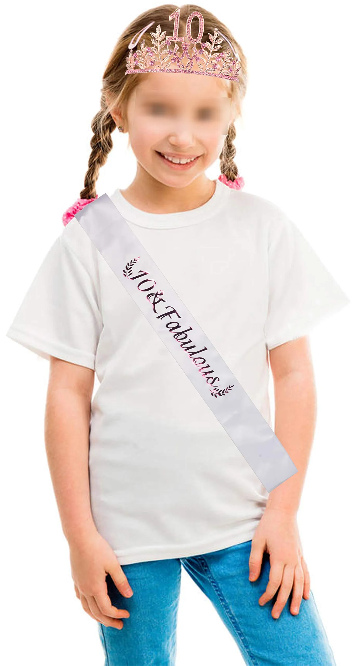 10th Birthday Gifts for Girls,10th Birthday Tiara and Sash,10 Fabulous Sash and Crystal