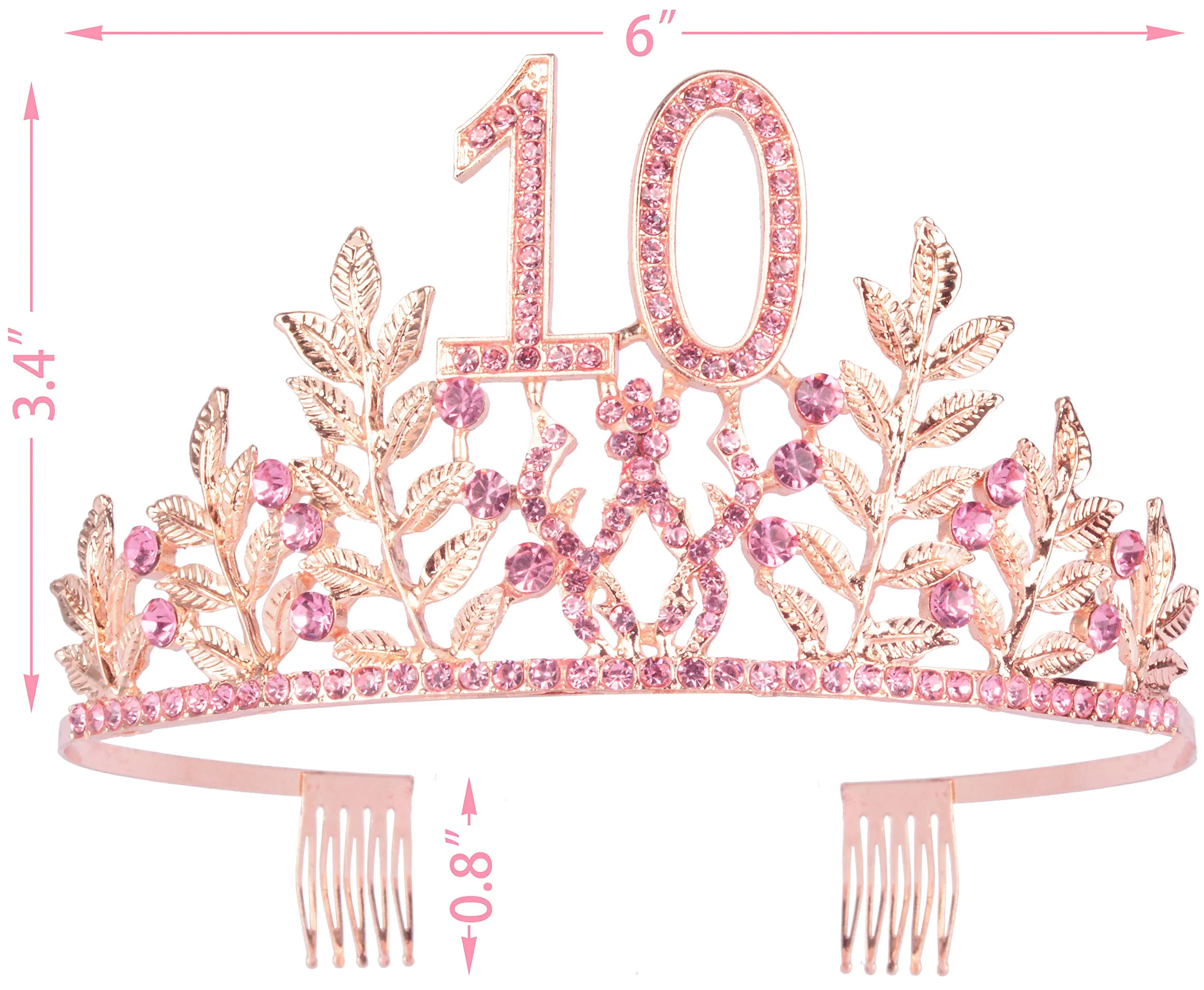 10th Birthday Gifts for Girls,10th Birthday Tiara and Sash,10 Fabulous Sash and Crystal