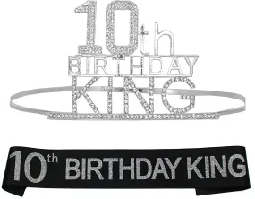 10th Birthday King Crown, 10th Birthday Gifts for Boy, 10th Birthday King Sash, 10th