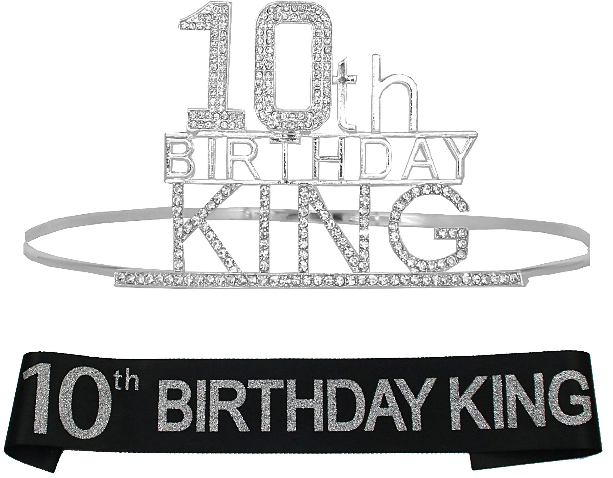 10th Birthday King Crown, 10th Birthday Gifts for Boy, 10th Birthday King Sash, 10th