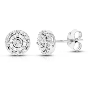 1/10 cttw 24 Stones Round Lab Grown Diamond Studs Earrings .925 Sterling Silver prong Set Round Shape