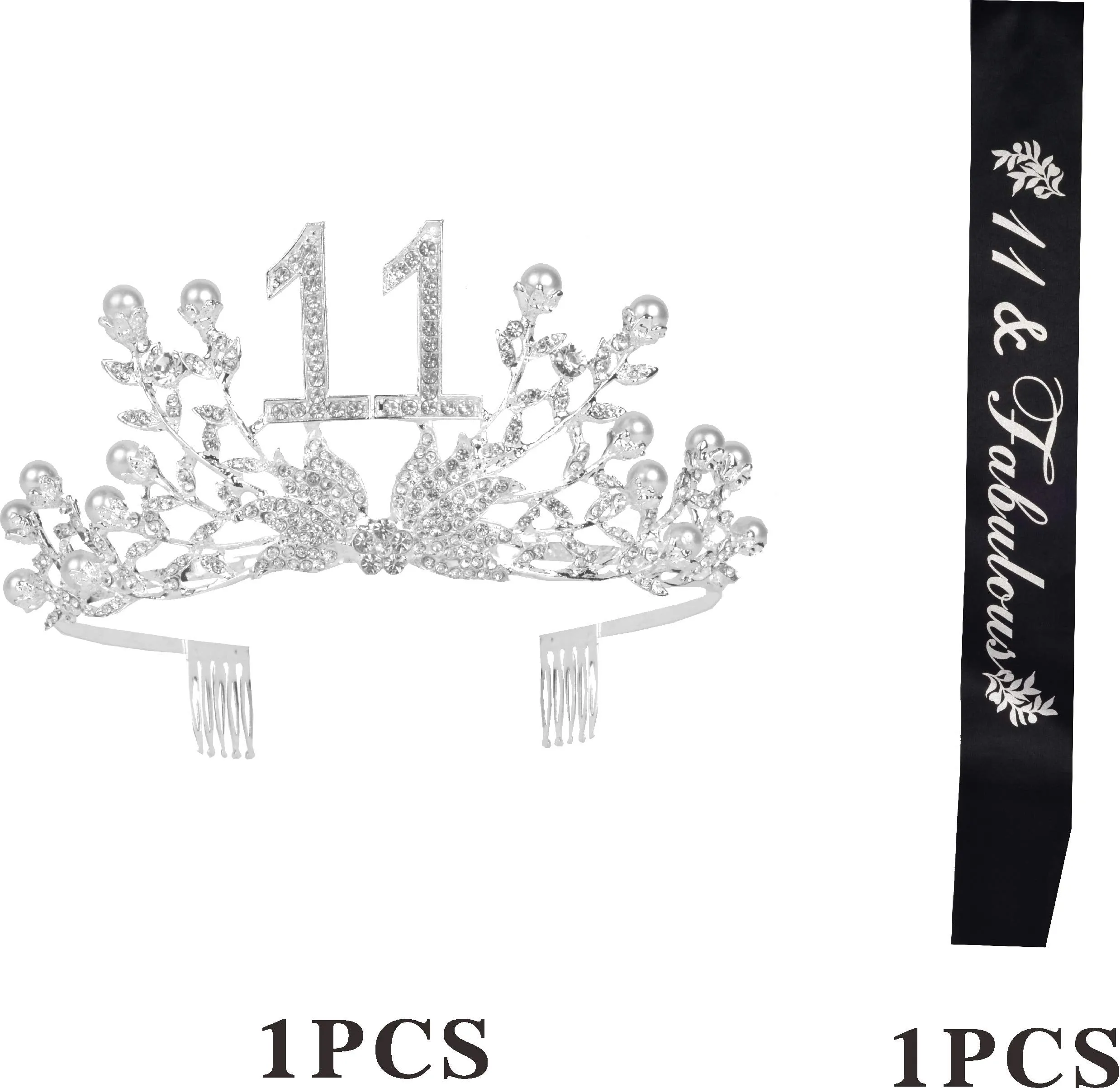 11th Birthday Gifts for Girl, 11th Birthday Tiara and Sash, 11 Fabulous Sash and Crystal