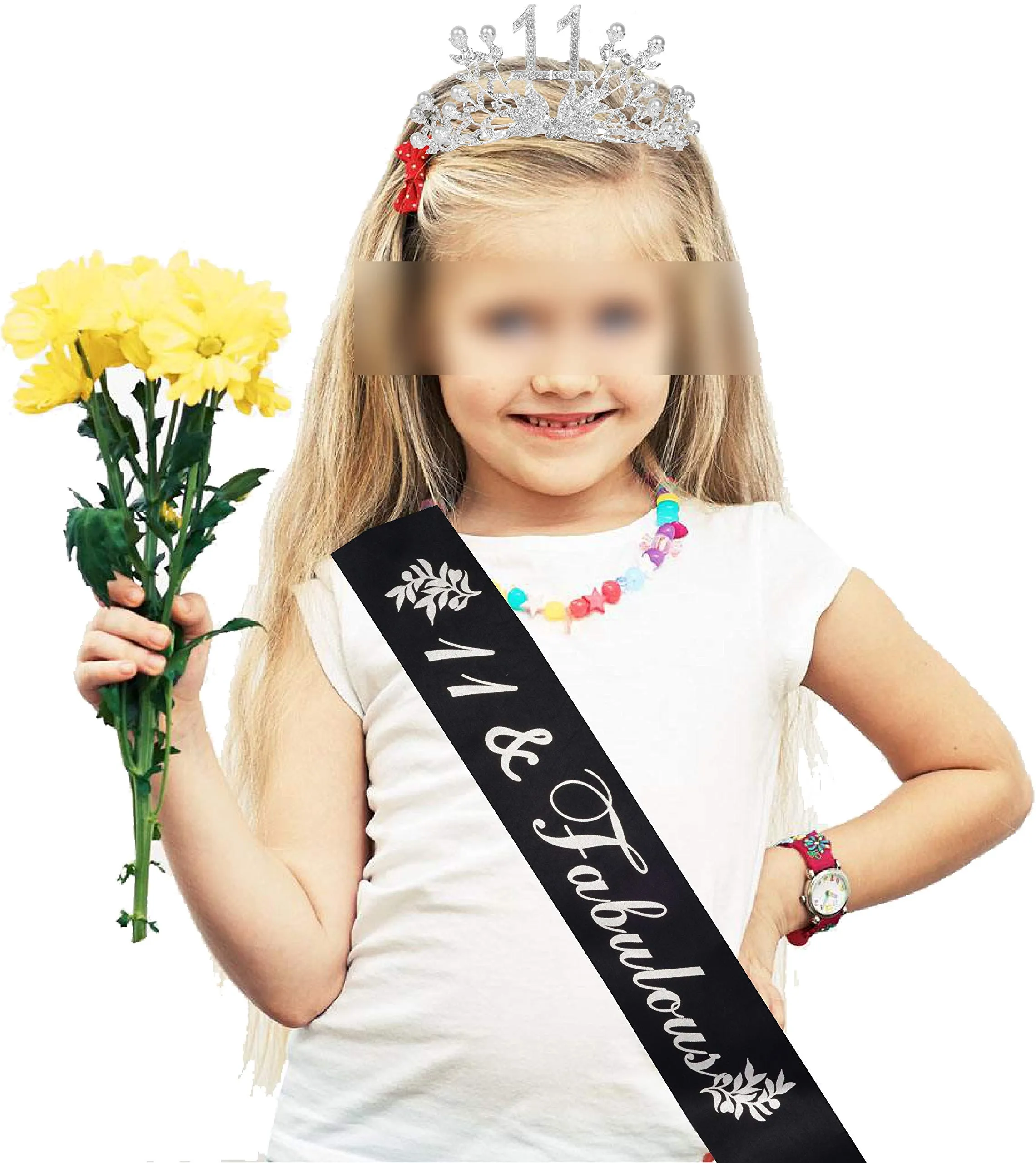 11th Birthday Gifts for Girl, 11th Birthday Tiara and Sash, 11 Fabulous Sash and Crystal