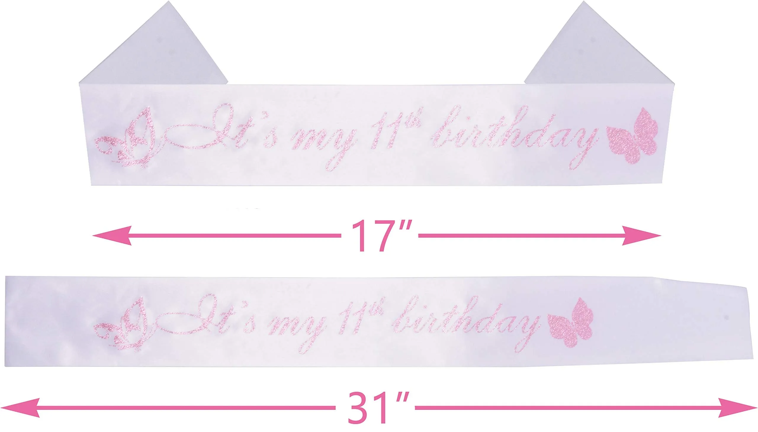 11th Birthday Gifts for Girls, 11th Birthday Tiara and Sash, Its My 11th Birthday Sash