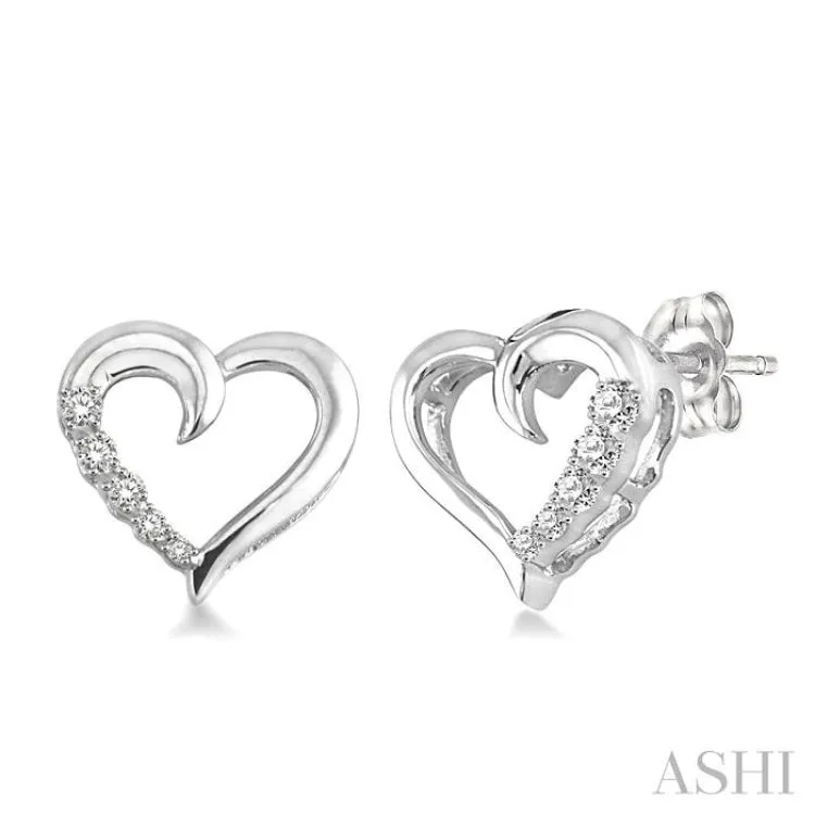 1/20 Ctw Single Cut Diamond Heart Shape Diamond Journey Earrings in Sterling Silver