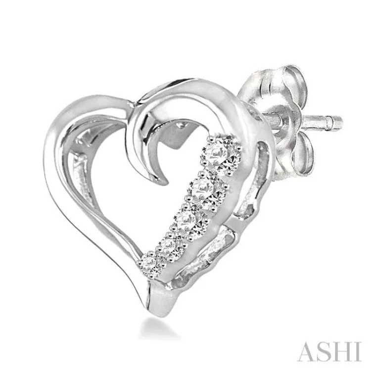 1/20 Ctw Single Cut Diamond Heart Shape Diamond Journey Earrings in Sterling Silver