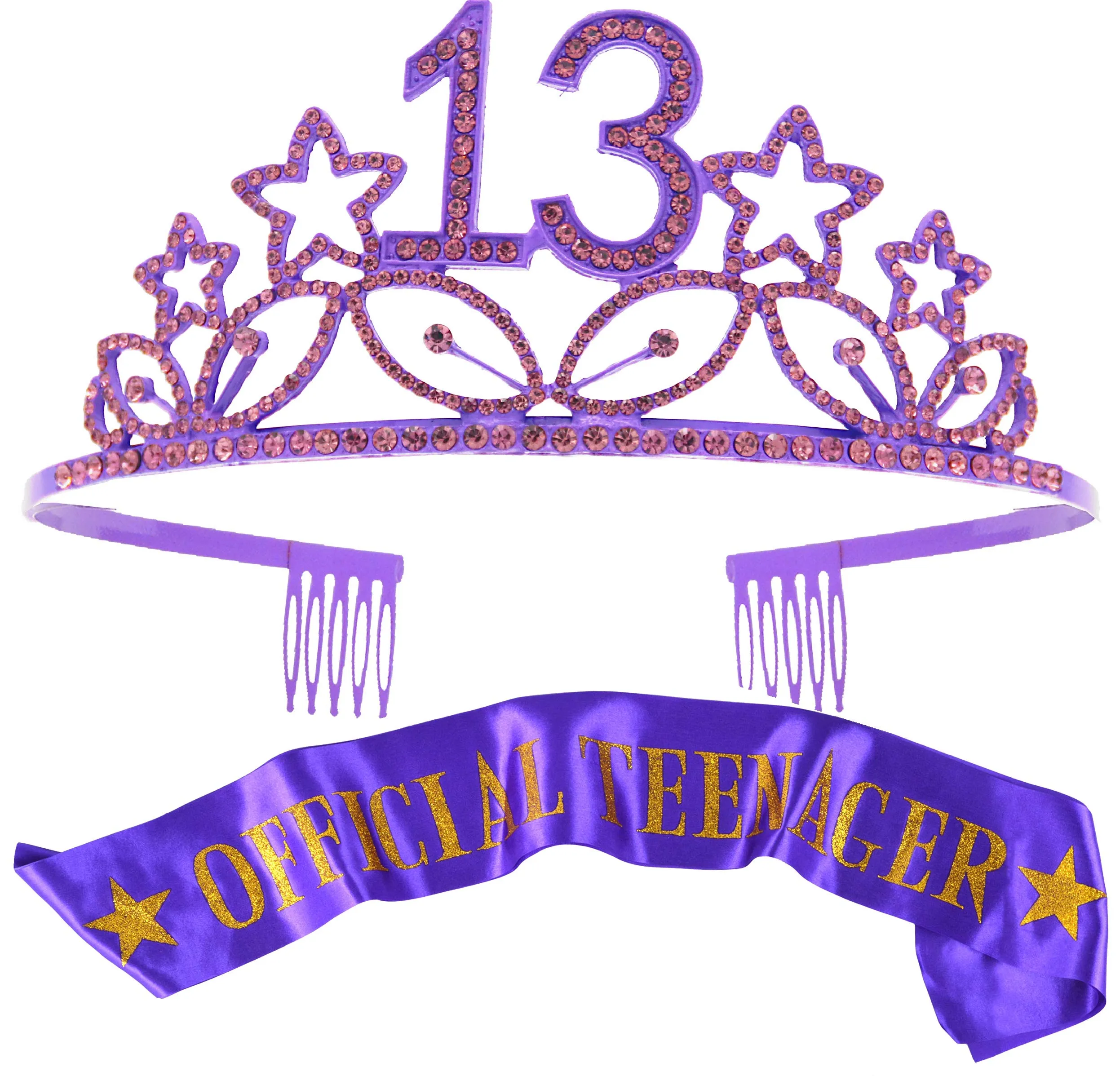 13th Birthday, 13 Birthday Tiara Purple, 13th Birthday Decorations for Girls, 13 Tiara