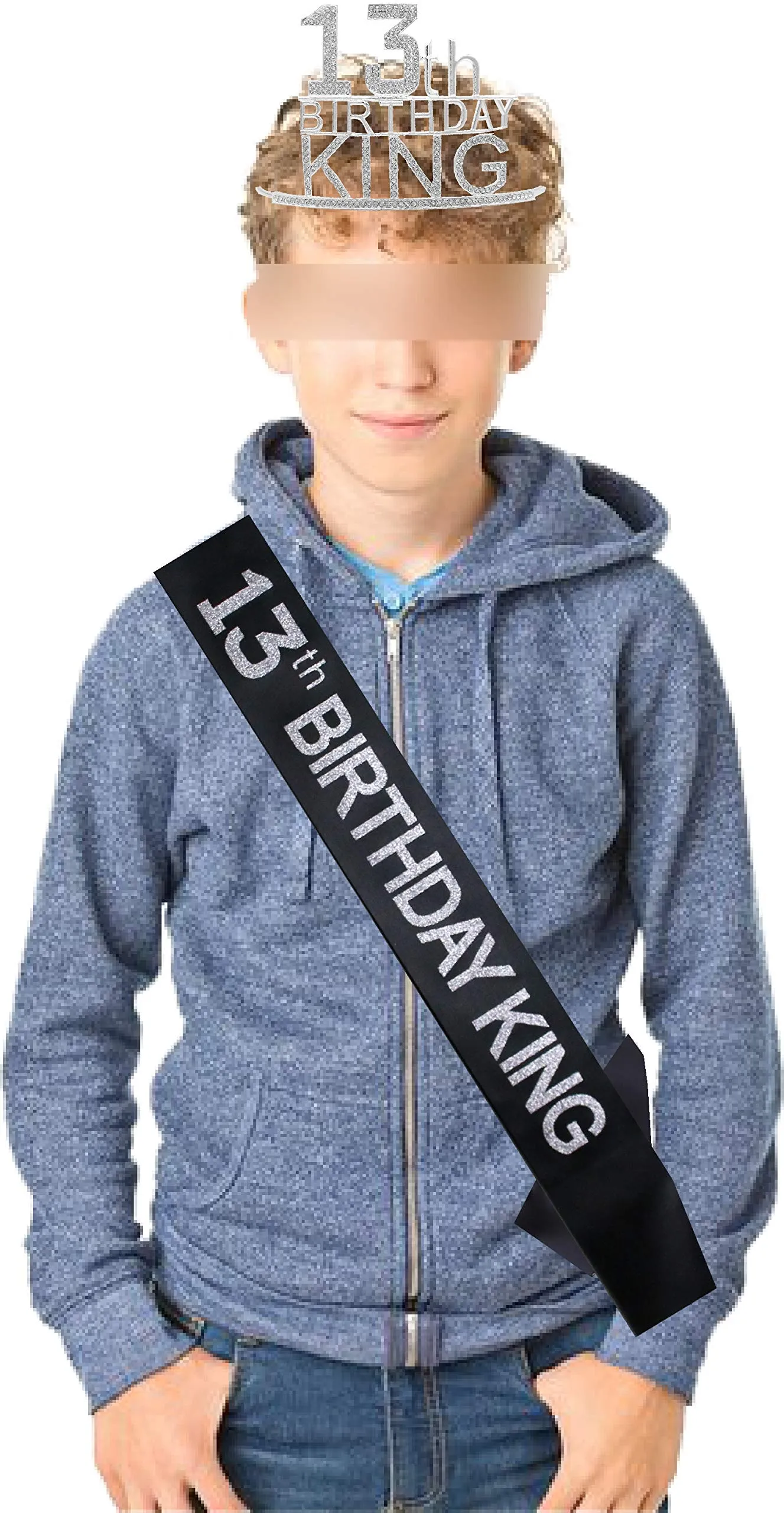 13th Birthday Gifts for Boy, 13th Birthday King Crown,13th Birthday King Sash,13th