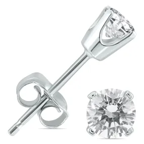 1/4 Carat TW  Round Diamond Solitaire Stud Earrings in 14K White Gold