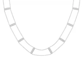 14 kt white gold, 12" diamond ladder choker necklace featuring .71 cts tw round diamonds