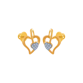 14k (585) Yellow Gold And Diamond Stud Earrings For Women