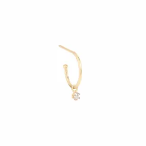 14K Gold Sweet Droplet Diamond Single Hoop