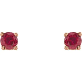 14K Rose 2.5 mm Natural Ruby Stud Earrings