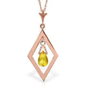 14K Solid Rose Gold Briolette Citrine Necklace Jewelry