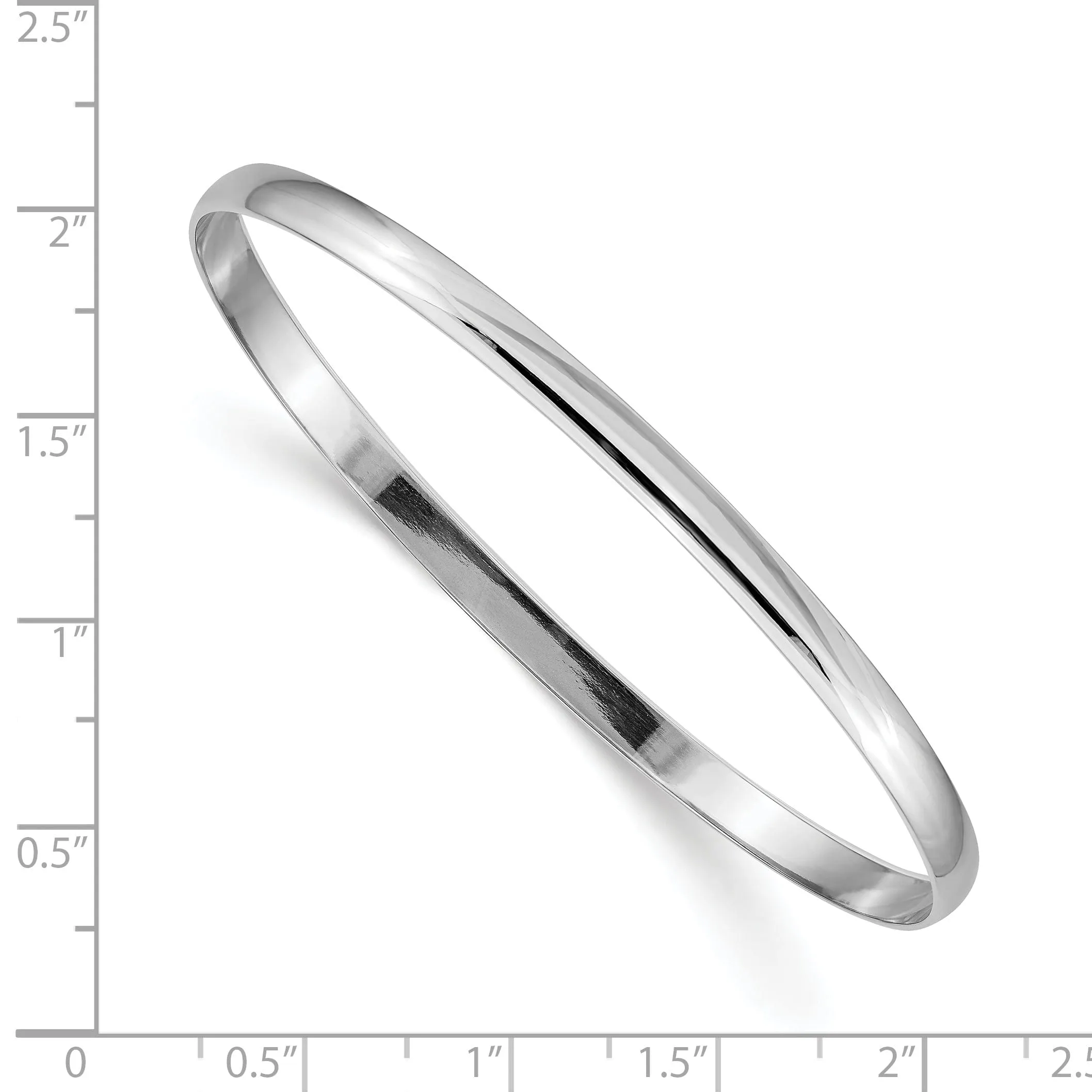 14k White Gold 4MM Solid Half-Round Slip-On Bangle