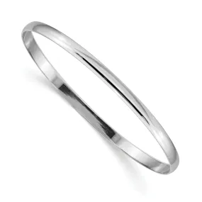 14k White Gold 4MM Solid Half-Round Slip-On Bangle