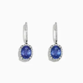 14K White Gold Tanzanite and Diamond Earrings, 4.14 TCW