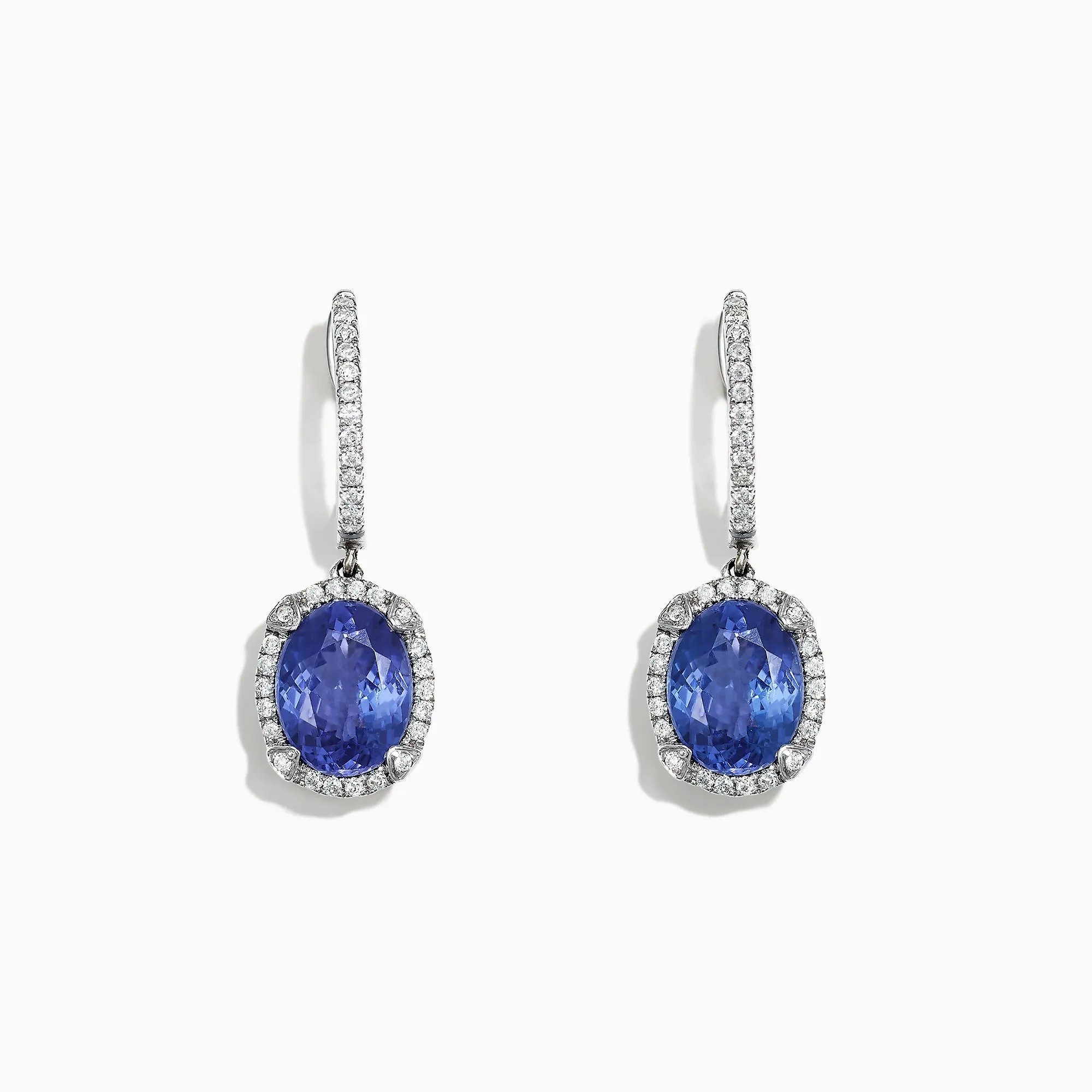 14K White Gold Tanzanite and Diamond Earrings, 4.14 TCW