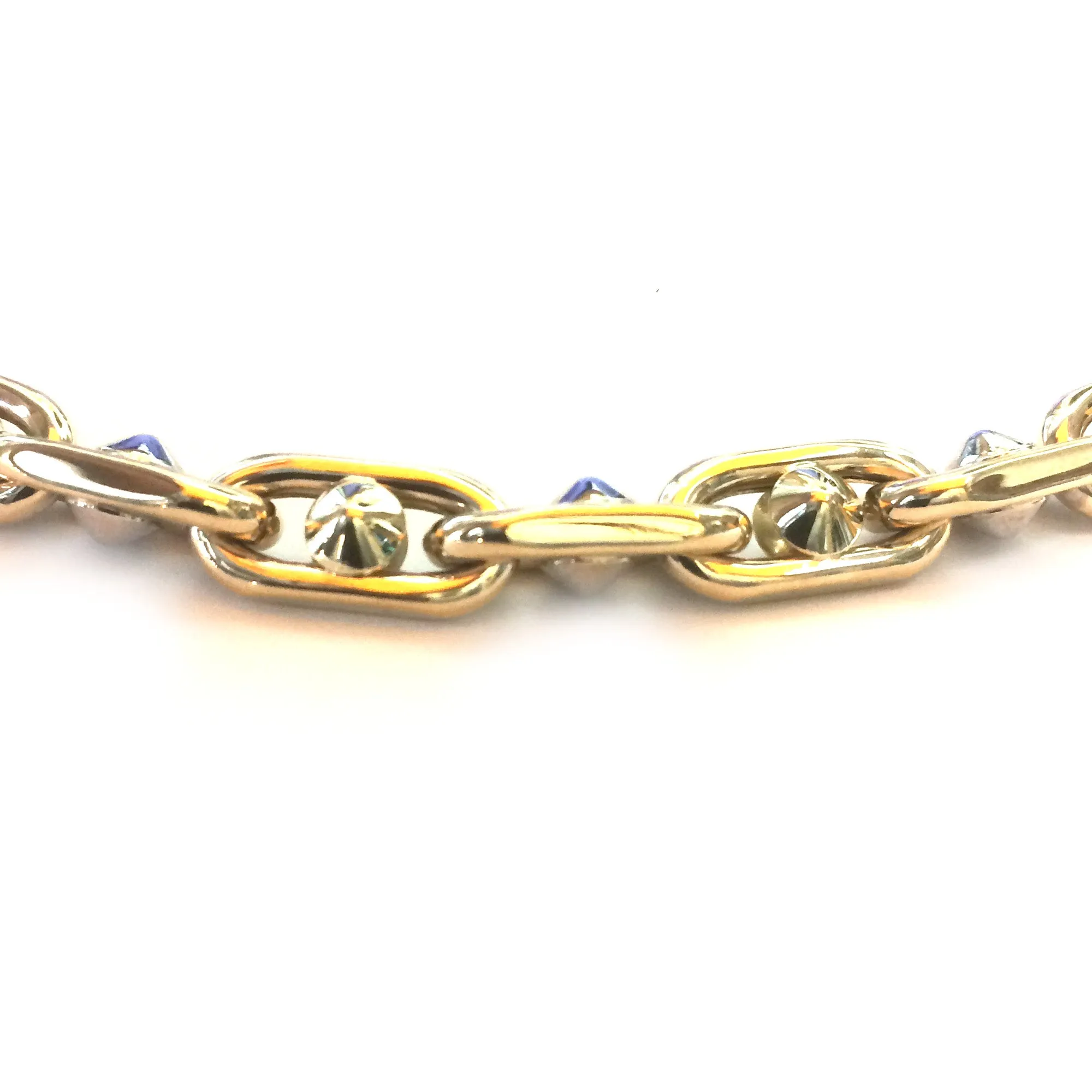 14k Yellow And White Gold Oval Link Mens Fancy Bracelet, 8.25"