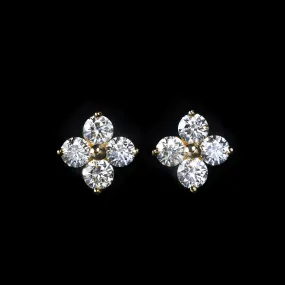 14K Yellow Gold 0.62 CTW Diamond Quatrefoil Stud Earrings