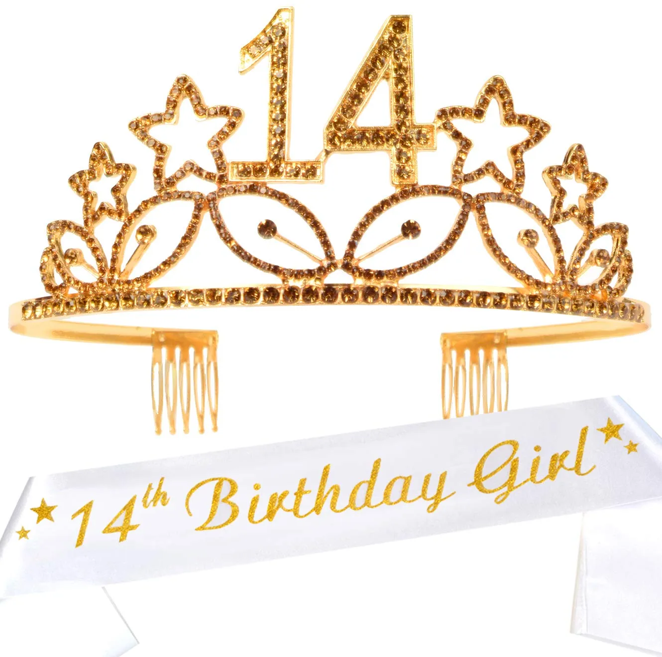 14th Birthday Gifts for Girl,14th Birthday Tiara and Sash,Happy 14th Birthday Party