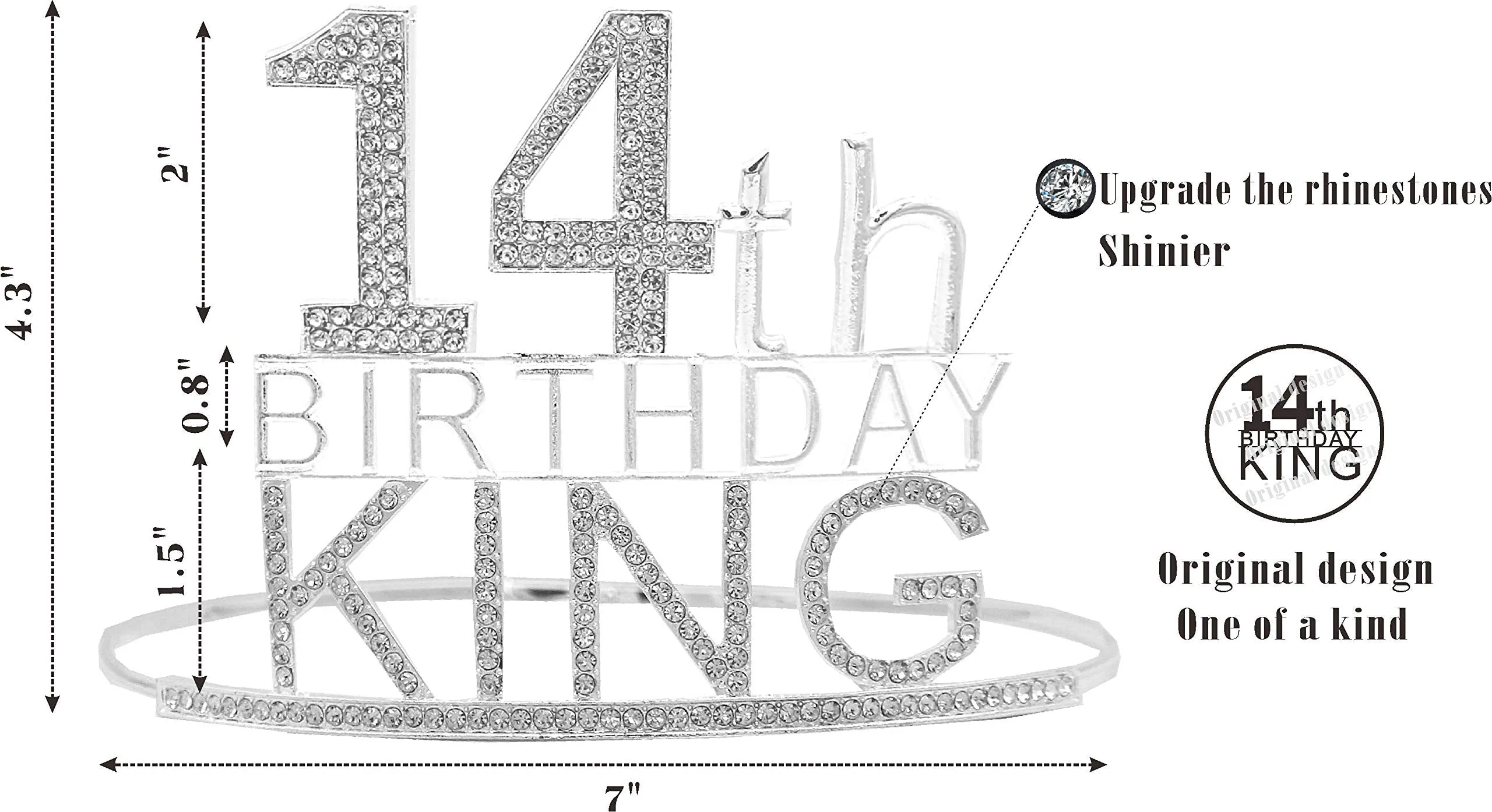 14th Birthday King Crown,14th Birthday Gifts for Boy,14th Birthday King Sash,14th Birthday