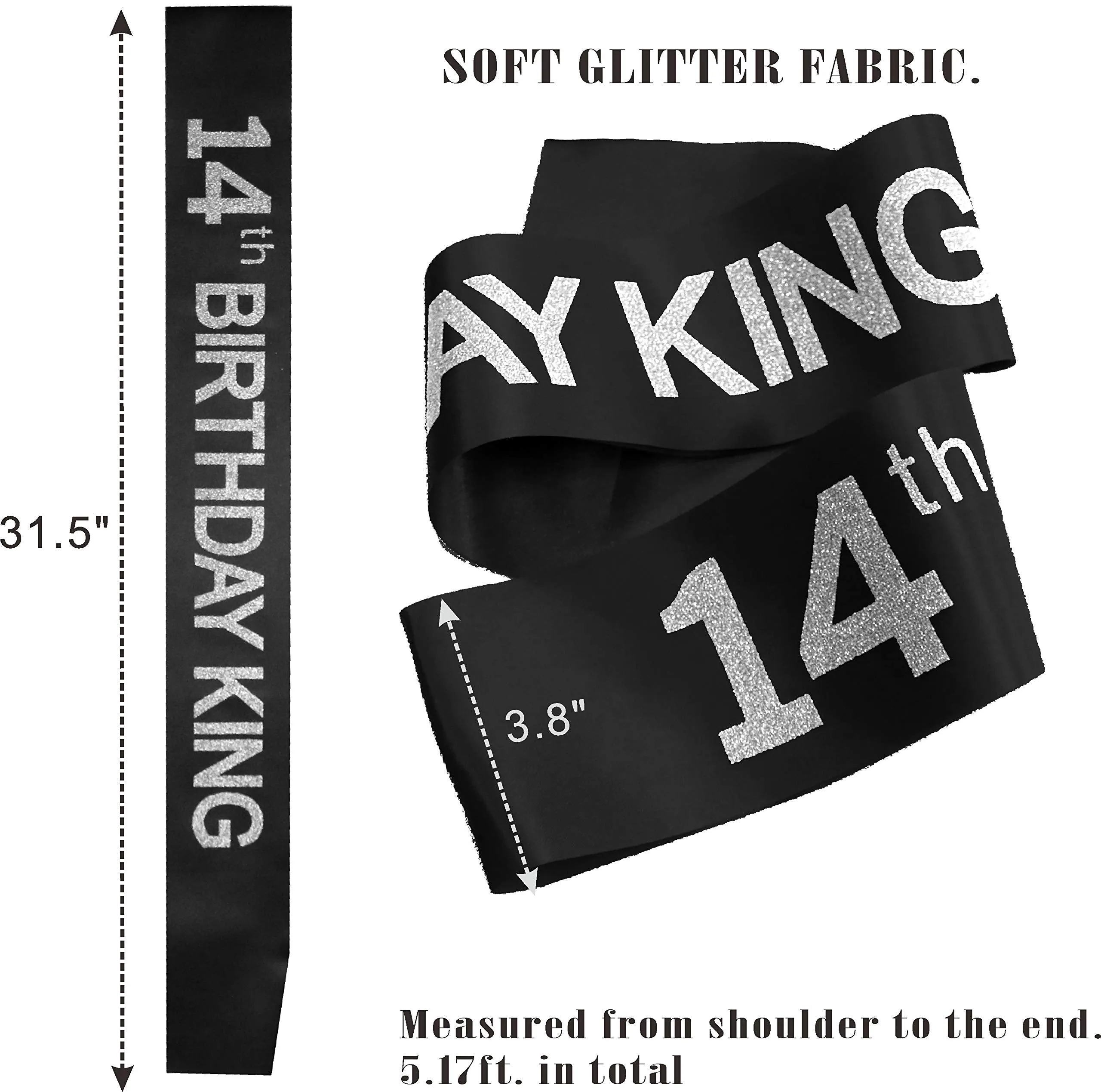 14th Birthday King Crown,14th Birthday Gifts for Boy,14th Birthday King Sash,14th Birthday