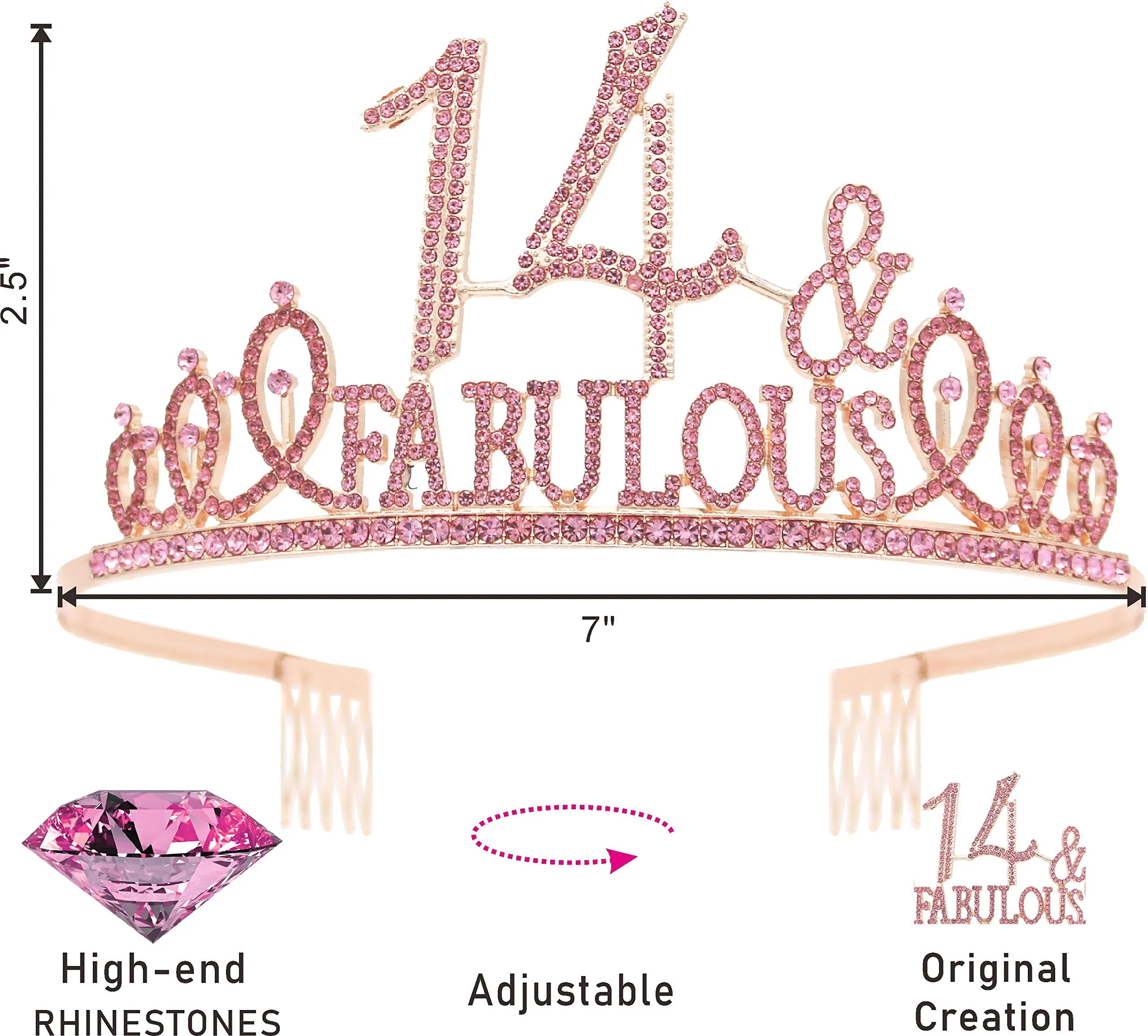 14th Birthday,14 Birthday Crown,14th Birthday Decorations for Girls,14 Birthday Tiara