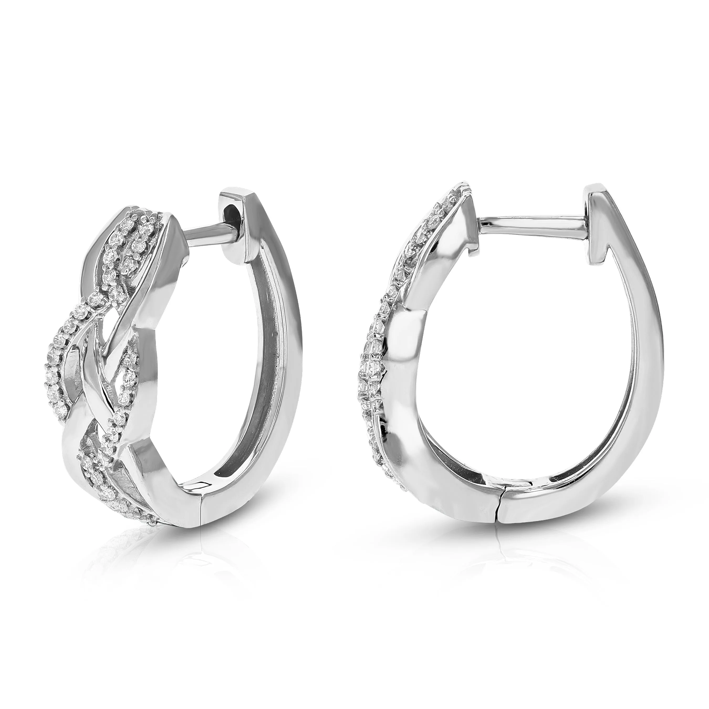 1/5 cttw 64 Stones Round Lab Grown Diamond Hoop Earrings .925 Sterling Silver Prong Set 2/3 Inch