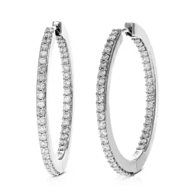 1.50 cttw 82 Stones SI2-I1 Clarity Round Lab Grown Diamond hoop earrings .925 Sterling Silver Prong Set