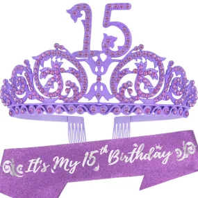 15th Birthday, 15th Birthday Gifts for Girls, 15th Birthday Tiara and Sash, 15th