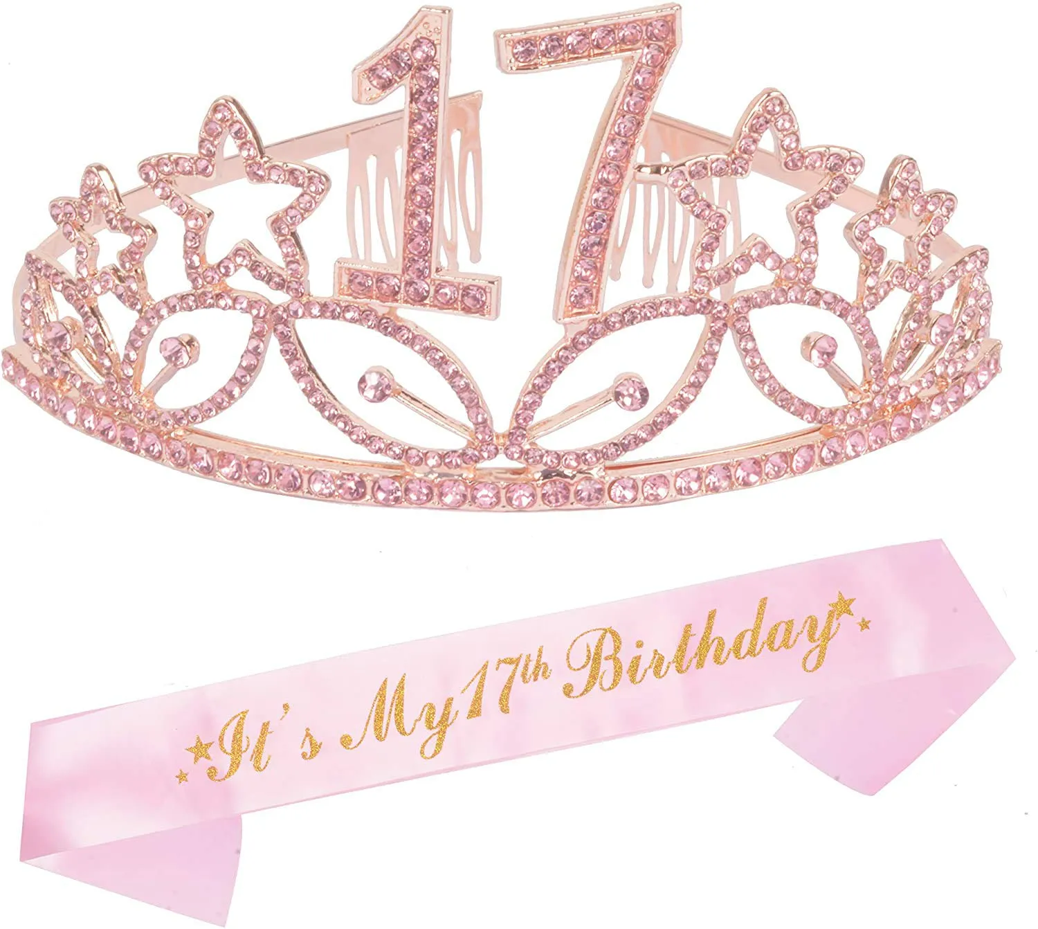 17th Birthday Gifts for Girl, 17th Birthday Tiara and Sash, Happy 17th Birthday Party