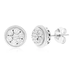 1/8 cttw Round Lab Grown Diamond Studs Earrings .925 Sterling Silver Prong Set 1/3 Inch