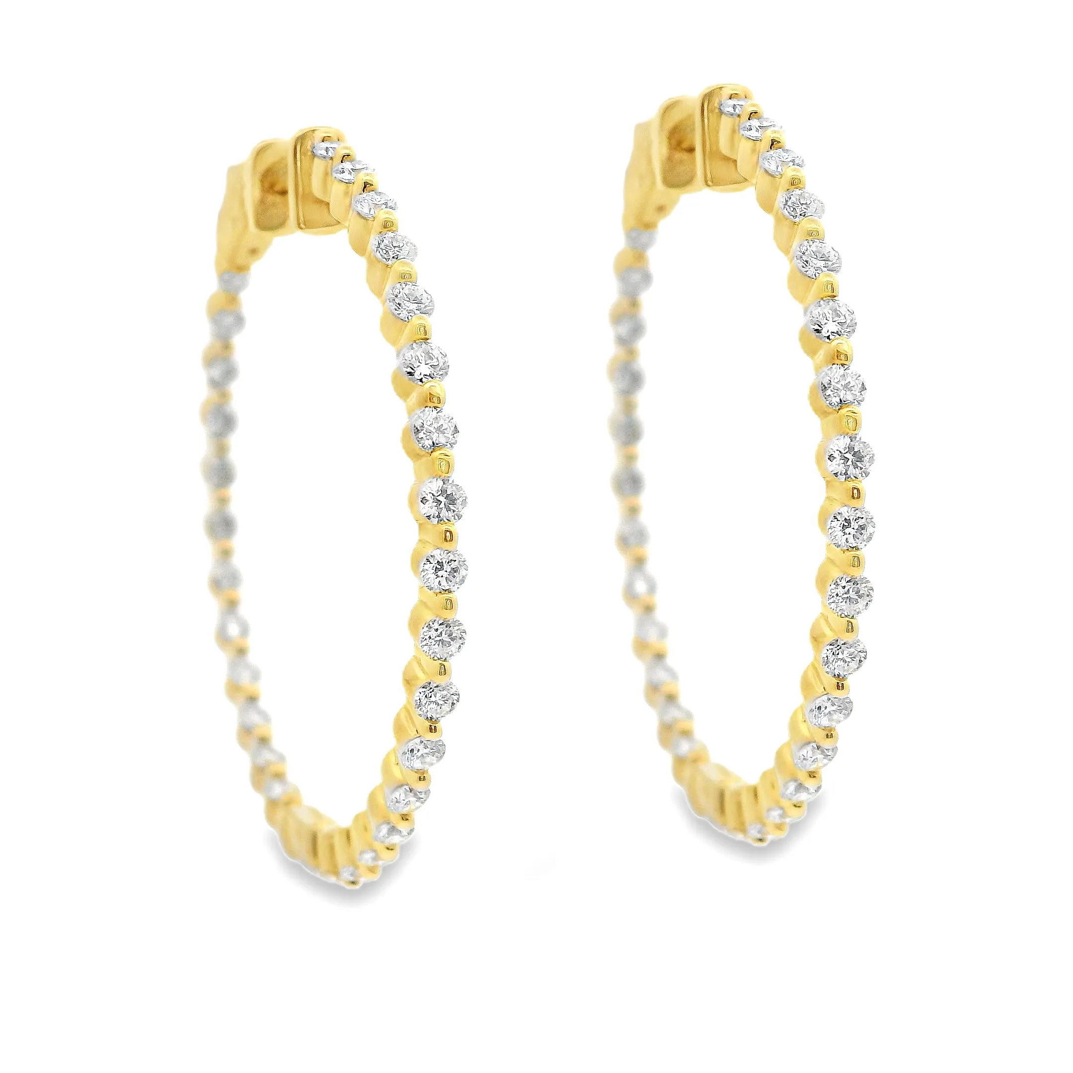 1.80ct 18k Yellow Gold Diamond Hoops