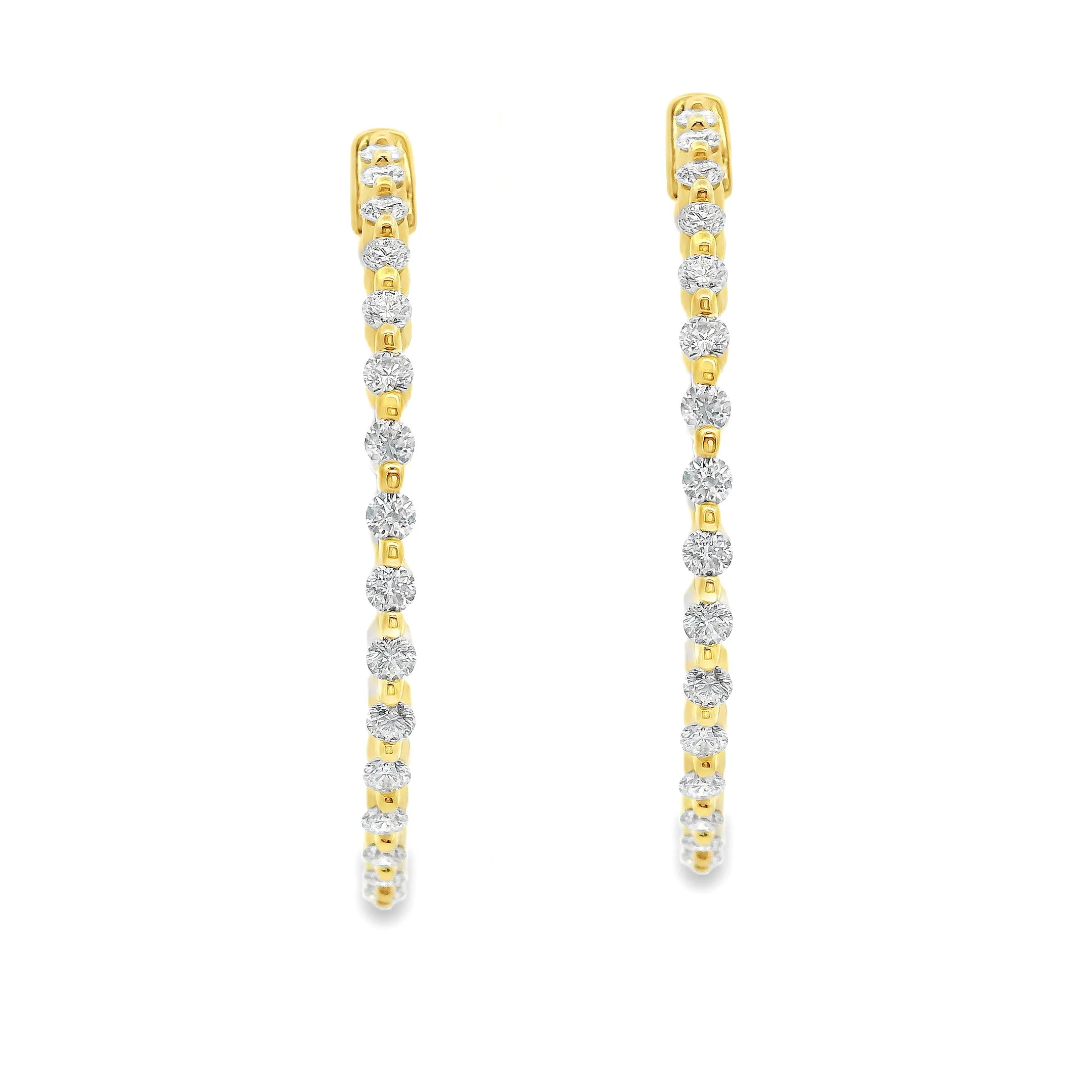 1.80ct 18k Yellow Gold Diamond Hoops