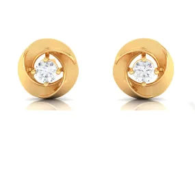 18k Flower Shape 18k Diamond Gold Earrings