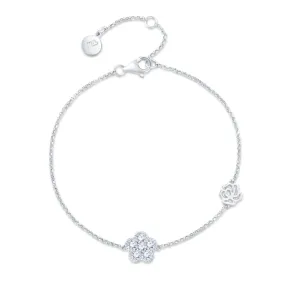 18K White Gold Diamond Rose Bracelet