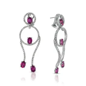 18K WHITE GOLD TOURMALINE AND DIAMOND EARRINGS