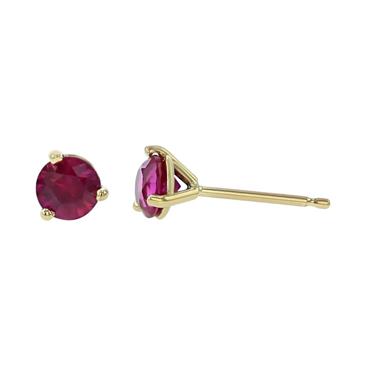 18K Yellow Gold Ruby Stud Earrings