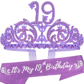 19th Birthday, 19th Birthday Gifts for Girls, 19th Birthday Tiara and Sash, 19th Birthday