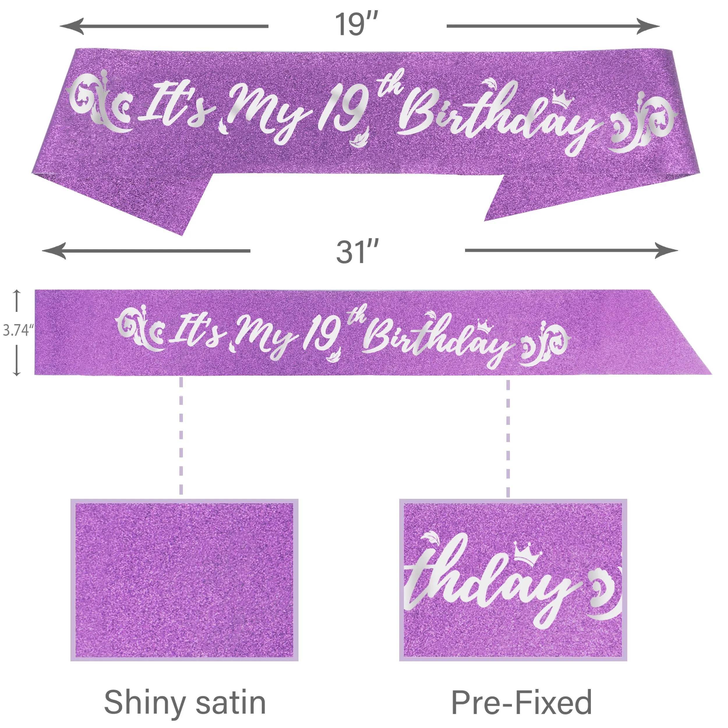 19th Birthday, 19th Birthday Gifts for Girls, 19th Birthday Tiara and Sash, 19th Birthday