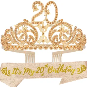 20th Birthday, 20th Birthday Gifts for Girls, 20th Birthday Tiara and Sash, 20th Birthday