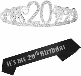 20th Birthday Gift for Girl, 20th Birthday Party Decoration Kit, 20th Birthday Tiara