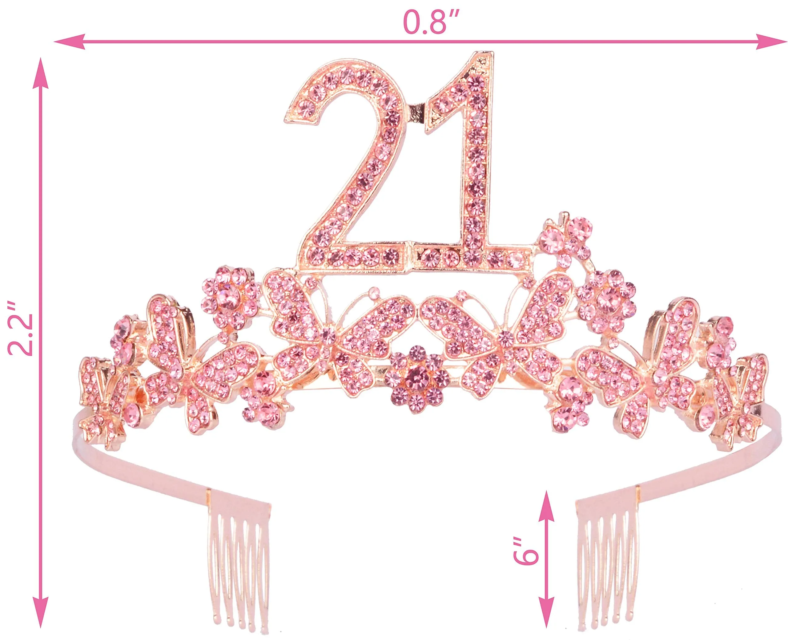 21st Birthday Decorations Party Supplies, 21st Birthday Gifts, Pink 21st Birthday Tiara