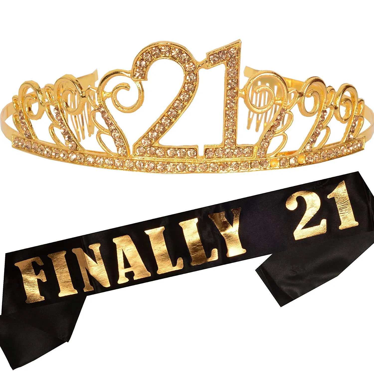 21st Birthday, Finally 21 Birthday, 21st Birthday Gifts for Her, 21 Tiara Golden, 21st