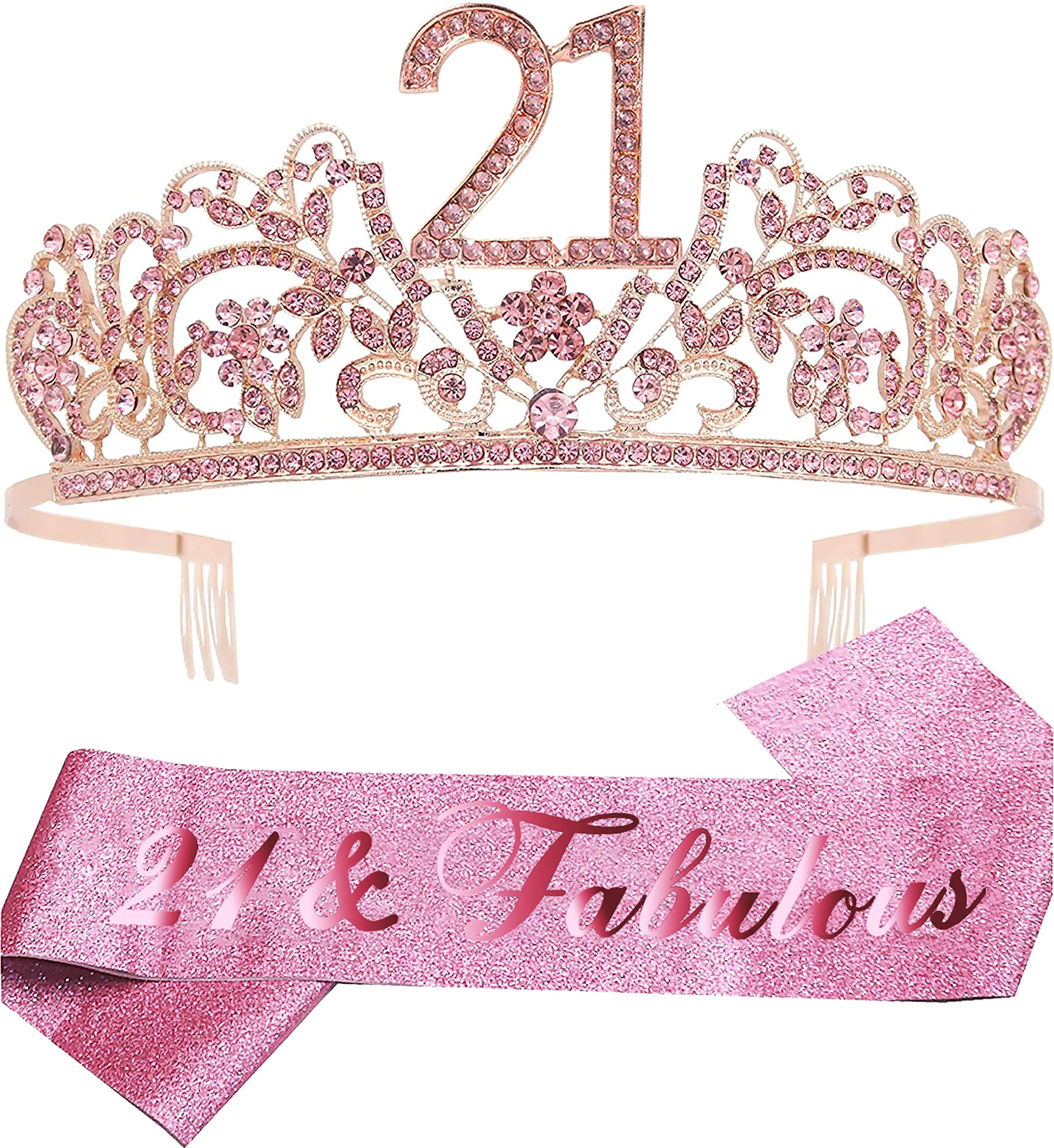 21st Birthday Gifts for Girls, 21st Birthday Tiara and Sash, 21st Birthday Decorations